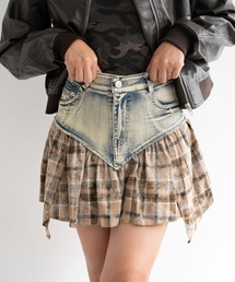 dispark | DISPARK/【24年秋冬新作】チェック切替デニムミニスカパン(スカート)