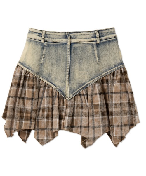 dispark(ディスパーク)の「DISPARK/チェック切替デニムミニスカパン(スカート・レディース・ブラック/ベージュ・FREE)」の4枚目の写真