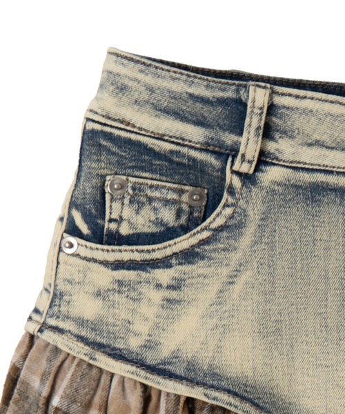 dispark(ディスパーク)の「DISPARK/チェック切替デニムミニスカパン(スカート・レディース・ブラック/ベージュ・FREE)」の6枚目の写真