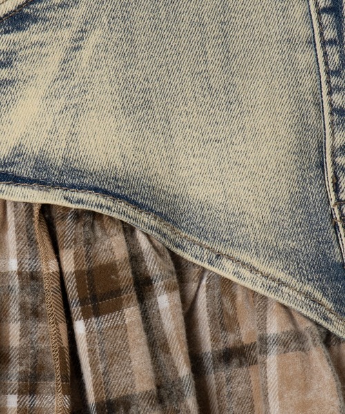 dispark(ディスパーク)の「DISPARK/チェック切替デニムミニスカパン(スカート・レディース・ブラック/ベージュ・FREE)」の7枚目の写真