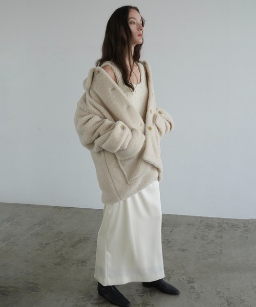 CLANE（クラネ）の「RIDGE POCKET BOA OVER COAT（ステンカラーコート・レディース・ベージュ/アイボリー・1/2/0）」の9枚目の写真