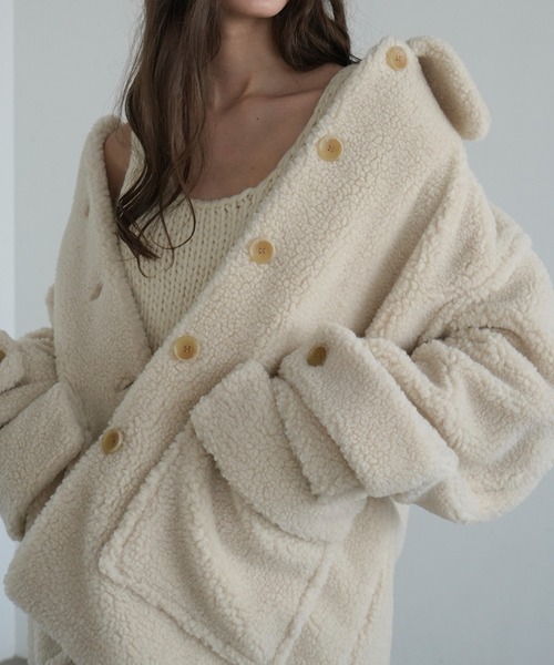 CLANE（クラネ）の「RIDGE POCKET BOA OVER COAT（ステンカラーコート・レディース・ベージュ/アイボリー・1/2/0）」の4枚目の写真
