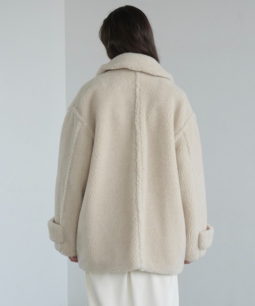 CLANE（クラネ）の「RIDGE POCKET BOA OVER COAT（ステンカラーコート・レディース・ベージュ/アイボリー・1/2/0）」の6枚目の写真