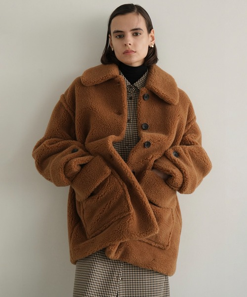 CLANE（クラネ）の「RIDGE POCKET BOA OVER COAT（ステンカラーコート・レディース・ベージュ/アイボリー・1/2/0）」の10枚目の写真