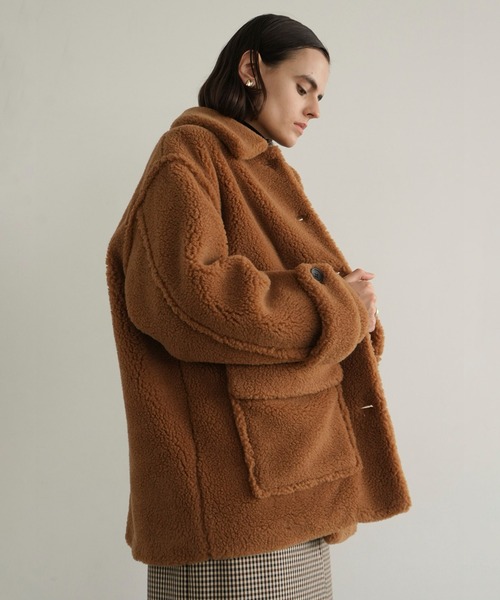 CLANE（クラネ）の「RIDGE POCKET BOA OVER COAT（ステンカラーコート・レディース・ベージュ/アイボリー・1/2/0）」の12枚目の写真