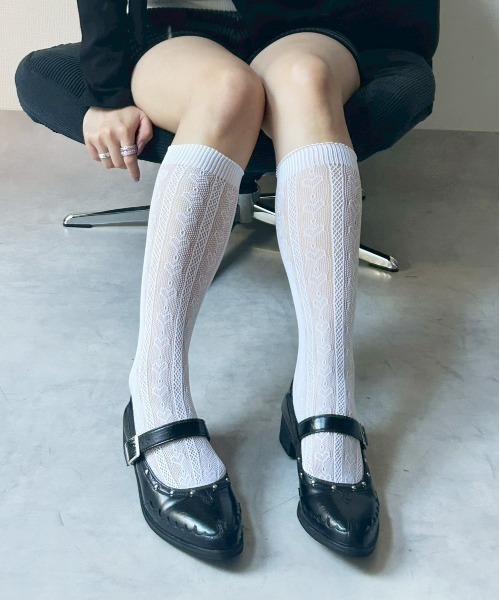 IMARI（イマリ）の「【 IMARI / イマリ 】  総レース ハイソックス（ソックス/靴下・レディース・ホワイト/ブラック/ブラック系その他/ホワイト系その他・FREE）」の3枚目の写真