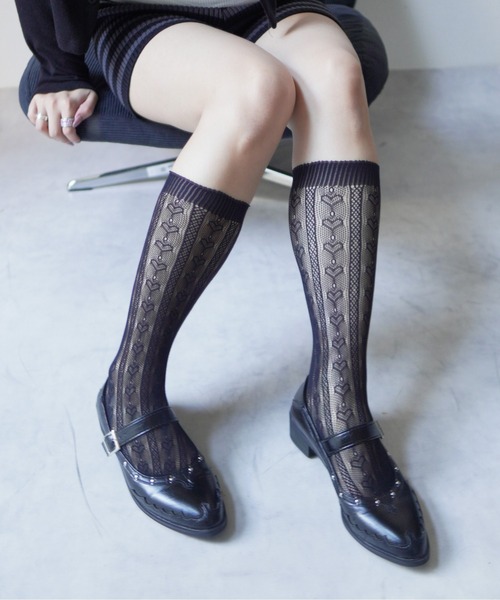 IMARI（イマリ）の「【 IMARI / イマリ 】  総レース ハイソックス（ソックス/靴下・レディース・ホワイト/ブラック/ブラック系その他/ホワイト系その他・FREE）」の4枚目の写真