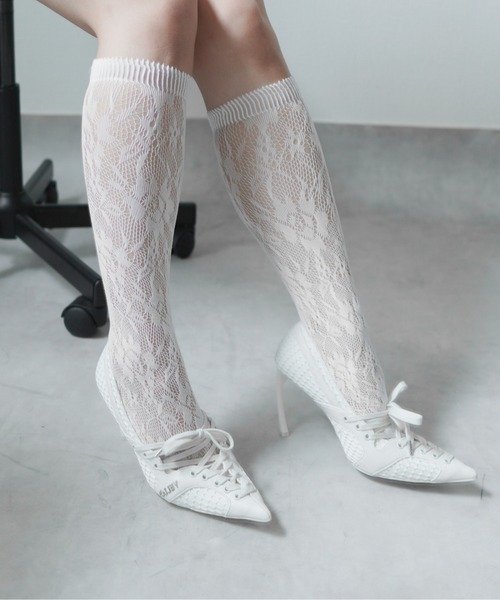 IMARI（イマリ）の「【 IMARI / イマリ 】  総レース ハイソックス（ソックス/靴下・レディース・ホワイト/ブラック/ブラック系その他/ホワイト系その他・FREE）」の15枚目の写真