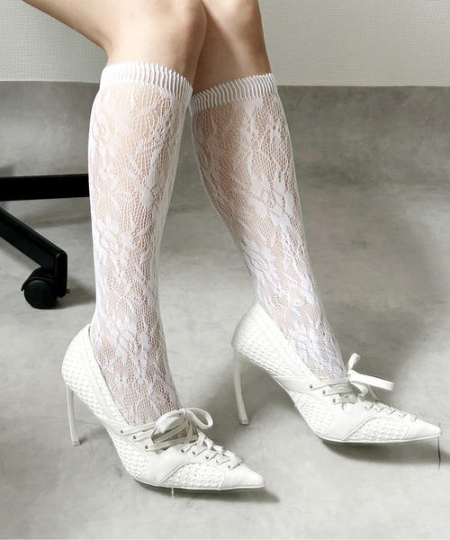 IMARI（イマリ）の「【 IMARI / イマリ 】  総レース ハイソックス（ソックス/靴下・レディース・ホワイト/ブラック/ブラック系その他/ホワイト系その他・FREE）」の12枚目の写真