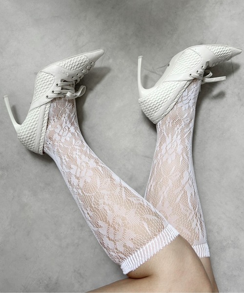 IMARI（イマリ）の「【 IMARI / イマリ 】  総レース ハイソックス（ソックス/靴下・レディース・ホワイト/ブラック/ブラック系その他/ホワイト系その他・FREE）」の14枚目の写真