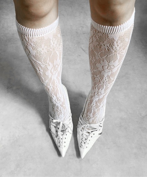 IMARI（イマリ）の「【 IMARI / イマリ 】  総レース ハイソックス（ソックス/靴下・レディース・ホワイト/ブラック/ブラック系その他/ホワイト系その他・FREE）」の6枚目の写真