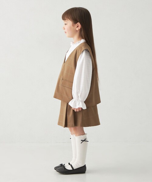 green label relaxing（グリーンレーベルリラクシング）の「チェック ベスト + タックスカート セット / キッズ 100cm-130cm（スーツセット・キッズ・その他1・100cm/110cm/120cm/130cm）」の7枚目の写真