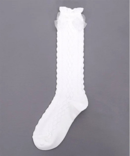 axes femme(アクシーズファム)の「シアーリボンラメハイソックス(ソックス/靴下・キッズ・ブラック/ホワイト・FREE)」の3枚目の写真