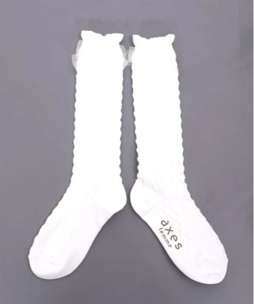 axes femme(アクシーズファム)の「シアーリボンラメハイソックス(ソックス/靴下・キッズ・ブラック/ホワイト・FREE)」の15枚目の写真