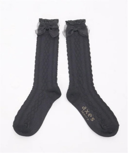 axes femme(アクシーズファム)の「シアーリボンラメハイソックス(ソックス/靴下・キッズ・ブラック/ホワイト・FREE)」の10枚目の写真