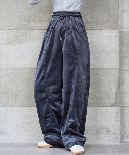 ベロアパンツ osharewalker ベロアパンツ レディース ボトムス ロングパンツ