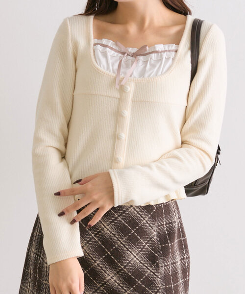 OLIVE des OLIVE(オリーブデオリーブ)の「【SNSで大バズり中!】ドッキングプルオーバー(Tシャツ/カットソー・レディース・ピンク/ブラック/アイボリー・FREE)」の15枚目の写真