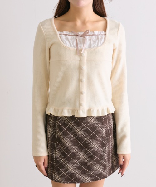 OLIVE des OLIVE(オリーブデオリーブ)の「【SNSで大バズり中!】ドッキングプルオーバー(Tシャツ/カットソー・レディース・ピンク/ブラック/アイボリー・FREE)」の4枚目の写真