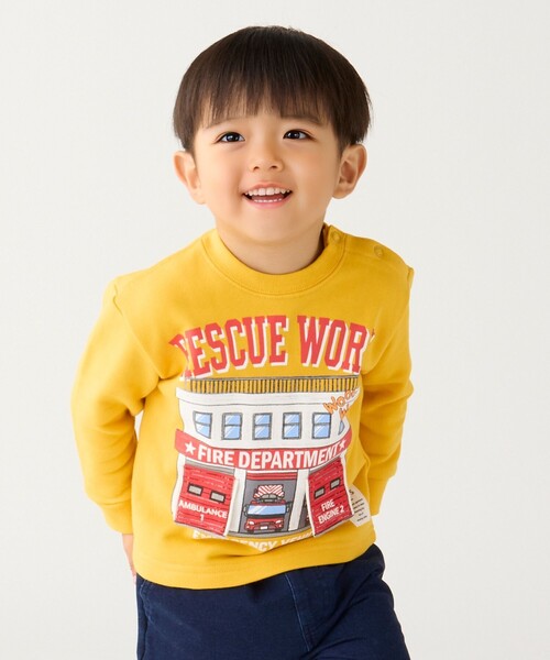 SHIPS Colors（シップス カラーズ）の「SHIPS Colors: 80～130cm / エマージェンシー ビハイクル(消防車) スウェット（スウェット・キッズ・グレー/ブルー/ブラック/イエロー・80/90/100/110/120/130）」の4枚目の写真