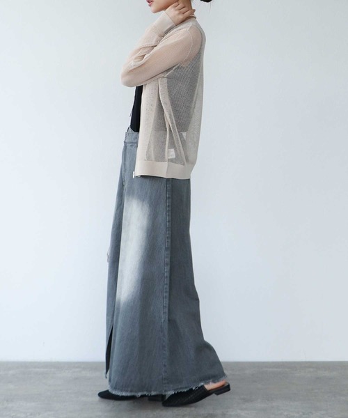 TITE IN THE STORE（ティテ　インザ　ストア）の「メッシュ編みジップニットカーディガン（カーディガン/ボレロ・レディース・ブラック/ベージュ/パープル・38）」の7枚目の写真