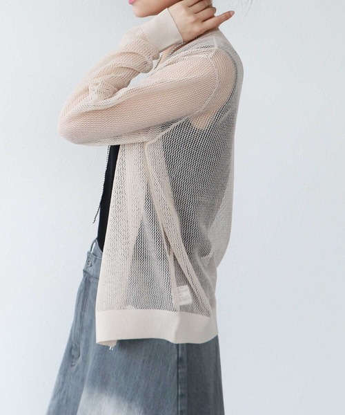 TITE IN THE STORE（ティテ　インザ　ストア）の「メッシュ編みジップニットカーディガン（カーディガン/ボレロ・レディース・ブラック/ベージュ/パープル・38）」の9枚目の写真