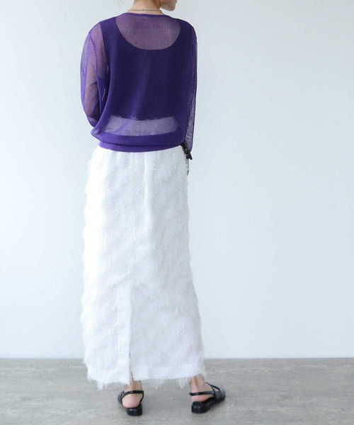 TITE IN THE STORE（ティテ　インザ　ストア）の「メッシュ編みジップニットカーディガン（カーディガン/ボレロ・レディース・ブラック/ベージュ/パープル・38）」の11枚目の写真