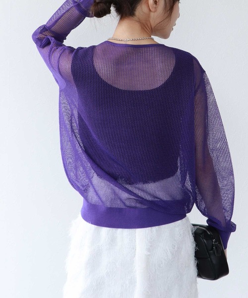 TITE IN THE STORE（ティテ　インザ　ストア）の「メッシュ編みジップニットカーディガン（カーディガン/ボレロ・レディース・ブラック/ベージュ/パープル・38）」の15枚目の写真