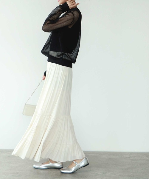 TITE IN THE STORE（ティテ　インザ　ストア）の「メッシュ編みジップニットカーディガン（カーディガン/ボレロ・レディース・ブラック/ベージュ/パープル・38）」の17枚目の写真