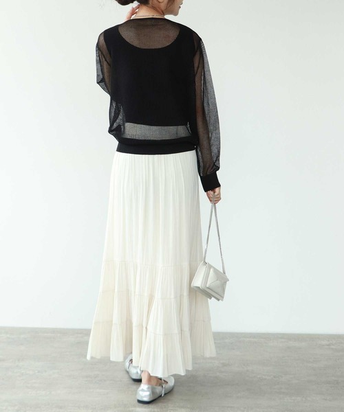 TITE IN THE STORE（ティテ　インザ　ストア）の「メッシュ編みジップニットカーディガン（カーディガン/ボレロ・レディース・ブラック/ベージュ/パープル・38）」の18枚目の写真