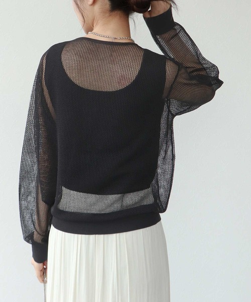 TITE IN THE STORE（ティテ　インザ　ストア）の「メッシュ編みジップニットカーディガン（カーディガン/ボレロ・レディース・ブラック/ベージュ/パープル・38）」の19枚目の写真