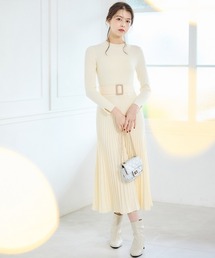 ハイネック」に該当するワンピース（ホワイト/白色系