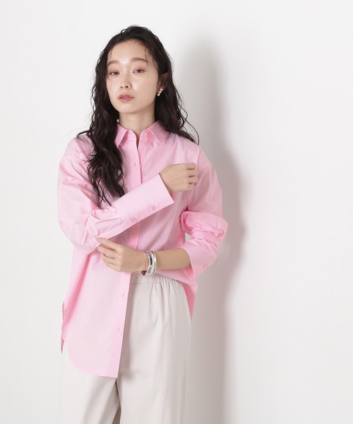 ほぼ未使用　23aw　overcoat　ドロップショルダー　ウールシャツ　ピンク ほぼ未使用23awovercoatドロップショルダーウールシャツピンク