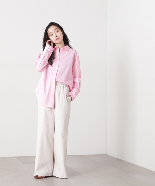 ほぼ未使用23awovercoatドロップショルダーウールシャツピンク