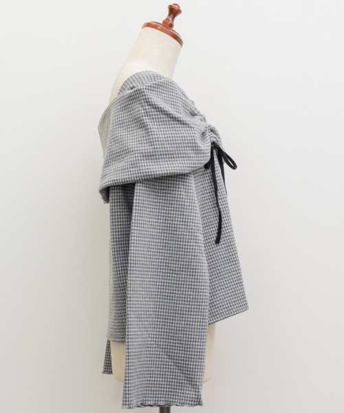 CLETTE（クレット）の「ドロストリボンチェック柄プルオーバー（Tシャツ/カットソー・レディース・グレー/ブラック・4L/3L/LL）」の15枚目の写真