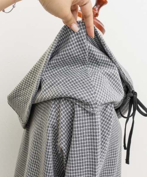 CLETTE（クレット）の「ドロストリボンチェック柄プルオーバー（Tシャツ/カットソー・レディース・グレー/ブラック・4L/3L/LL）」の20枚目の写真