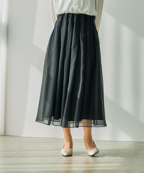 LEPSIM（レプシィム）の「【入卒式／セレモニー】タックフレアスカート　207776（スカート・レディース・ブラック/ライトベージュ・FREE）」の2枚目の写真