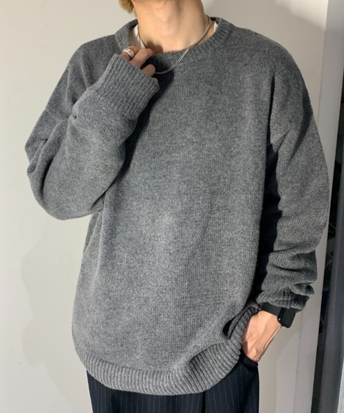 link lot（リンクロット）の「【秋冬】オーバーサイズカラークルーネックニット【男女兼用】（ニット/セーター・メンズ・ブラック/ブラウン/レッド/ミント/アイボリー/ブルー/ワイン/ダークグレー・M/L）」の17枚目の写真