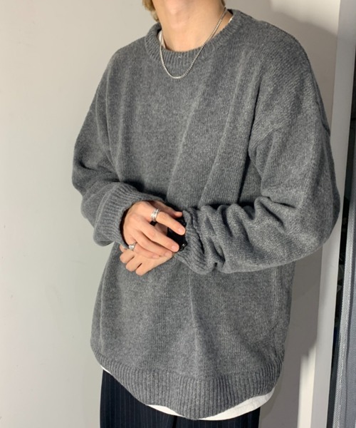 link lot（リンクロット）の「【秋冬】オーバーサイズカラークルーネックニット【男女兼用】（ニット/セーター・メンズ・ブラック/ブラウン/レッド/ミント/アイボリー/ブルー/ワイン/ダークグレー・M/L）」の16枚目の写真