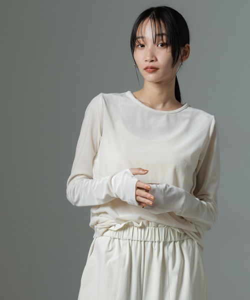 NANO universe（ナノユニバース）の「シアーベロアロングTシャツ（Tシャツ/カットソー・レディース・ブラック/イエロー/アイボリー・FREE）」の12枚目の写真