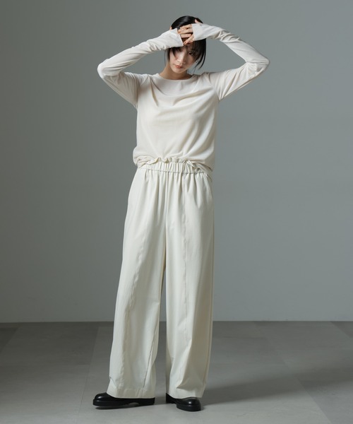 NANO universe（ナノユニバース）の「シアーベロアロングTシャツ（Tシャツ/カットソー・レディース・ブラック/イエロー/アイボリー・FREE）」の14枚目の写真