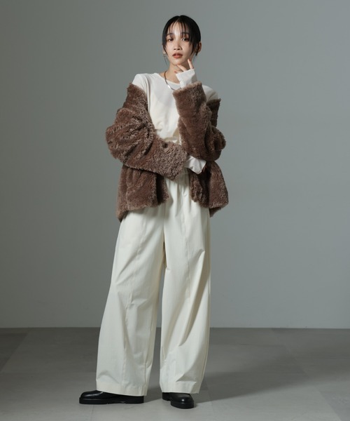 NANO universe（ナノユニバース）の「シアーベロアロングTシャツ（Tシャツ/カットソー・レディース・ブラック/イエロー/アイボリー・FREE）」の19枚目の写真