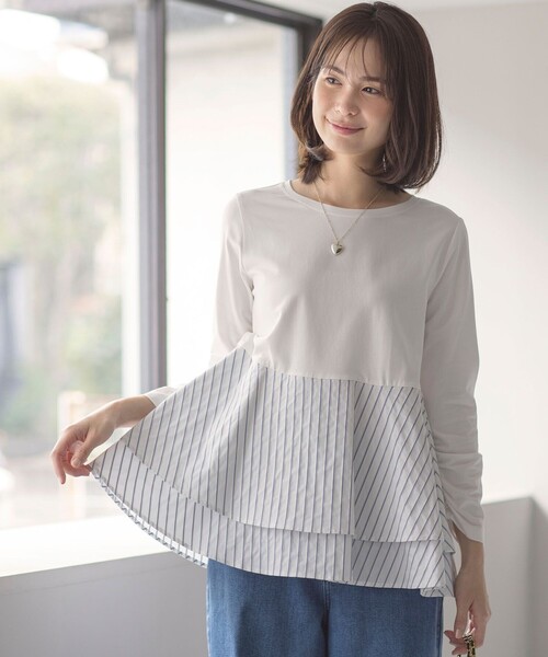 tシャツ ベア天シャツコンビティアード ロングTシャツ レディース ベア天シャツコンビティアード ロングTシャツ（Tシャツ