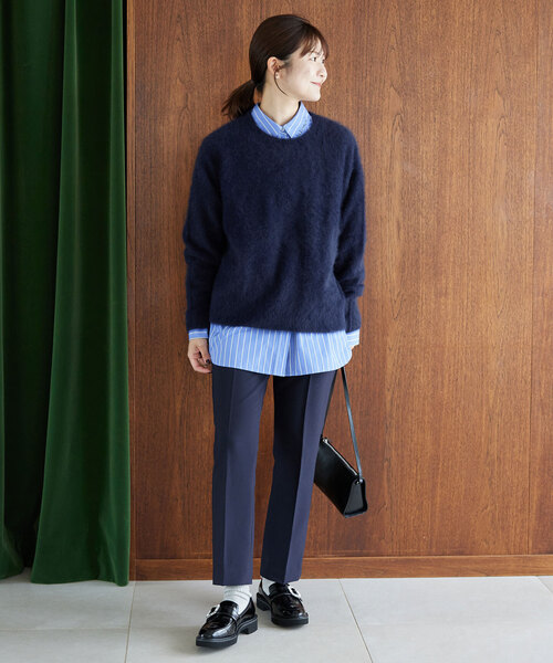 美品 24AW SLOBE IENA スローブイエナ フォックスウールカシミヤプルオーバー ニット セーター 24080912219040 サックスブルー レディース 古着 中古 USED フォックスウールカシミヤプルオーバー（ニット／セーター）｜SLOBE