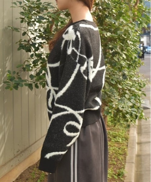 axes femme（アクシーズファム）の「フェザーモールリボンプルオーバー（ニット/セーター・レディース・チャコール/キナリ/ブラック・FREE）」の5枚目の写真