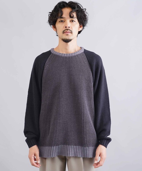 jiggys shop(ジギーズショップ)の「3色配色 ローゲージラグランリブ編みニットセーター(ニット/セーター・メンズ・カーキ/ブラック/ネイビー・X-LARGE/MEDIUM/LARGE)」の14枚目の写真