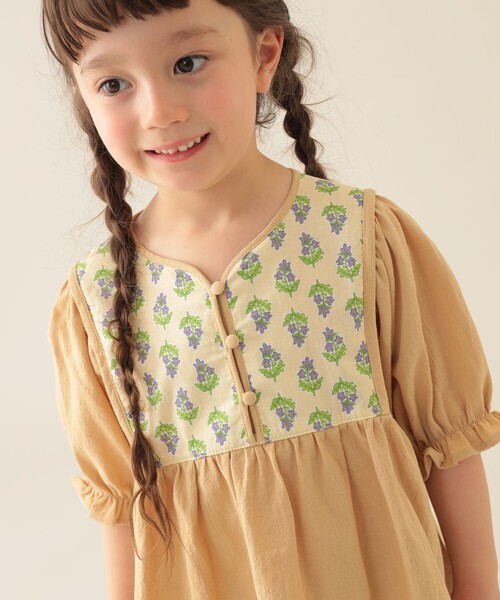 BEAMS mini(ビームスミニ)の「エスニック フラワー ブラウス 2025SS(90~150cm)(シャツ/ブラウス・キッズ・イエロー/ピンク・90/100/110/120/130/140/150)」の4枚目の写真