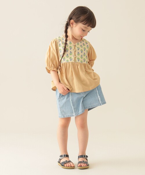 BEAMS mini(ビームスミニ)の「エスニック フラワー ブラウス 2025SS(90~150cm)(シャツ/ブラウス・キッズ・イエロー/ピンク・90/100/110/120/130/140/150)」の5枚目の写真