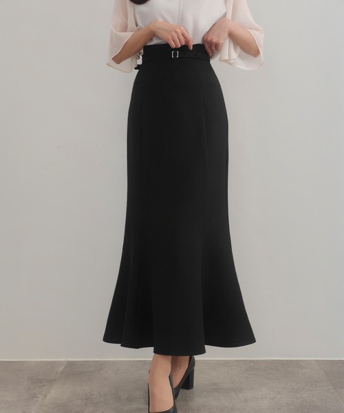 選べる】細ベルト付きハイウエススカート（マーメイド／フレア
