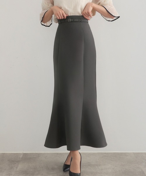 選べる】細ベルト付きハイウエススカート（マーメイド／フレア