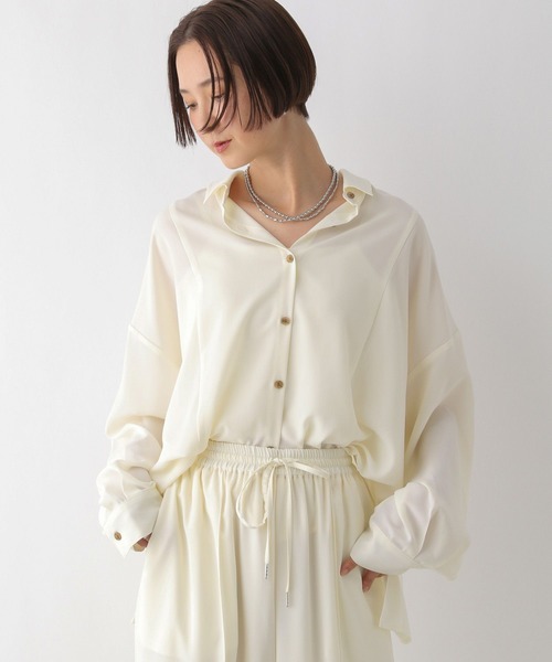 LEPSIM（レプシィム）の「マルチメリット切り替えシャツ　242755（シャツ/ブラウス・レディース・カーキ/アイボリー/ネイビー/ベージュ・FREE）」の7枚目の写真